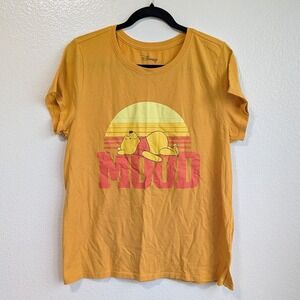 Disney Winnie the Pooh Mood Graphic Short Sleeve T-Shirt Marigold Yellow XL